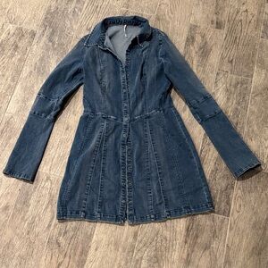Free People Blue Long Sleeve Denim Dress